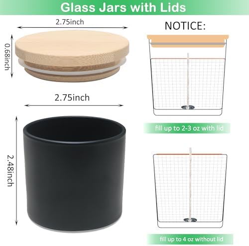 MILIVIXAY 20 Pack 4 OZ Matte Black Glass Candle Jars with Lids and Candle Making Kits - Bulk Small Empty Candle Jars for Making Candles - Spice, Powder Containers.