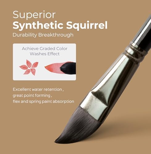 Nicpro Watercolor Brushes Professional, 24pcs Soft Synthetic Squirrel Brush