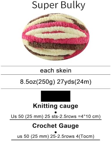 Chunky Yarn for Hand Knitting, No7 Thick Yarn, 250Grams 32Yards, Pack of 4, Perfect for Knitters and Crafters (HoneyCoffee)