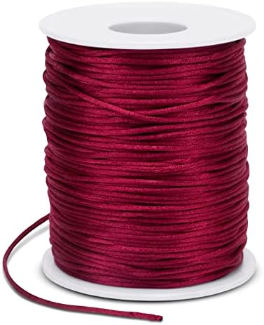 1.5mm Nylon Cord 328 Feet Satin Cord Nylon String for Bracelets, Bracelet Thread Bead String for Jewelry Making, Necklace, Chinese Knotting, Beading, DIY Crafts (Maroon)