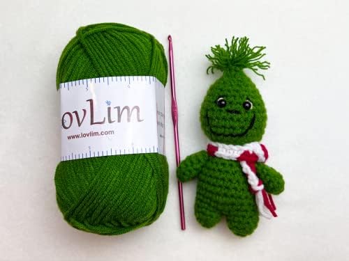 Yarn Pack, 2 skeins of 50g Each, Soft Cotton Yarn for Crochet and Knitting, Craft DK Amigurumi Yarn (Basil Green)