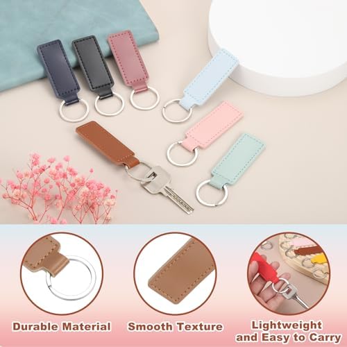 MECCANIXITY Leather Keychain Blanks Bulk Rectangle Laser Engraving Keychain Kit