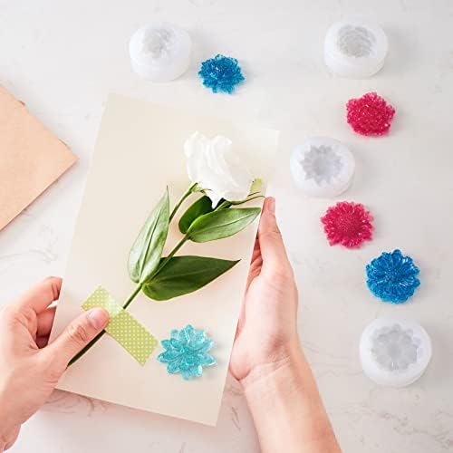 PAGOW 6pcs Mini Mirror Flower Resin Mold,3D Flower Crystal DIY Casting Mold