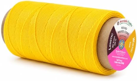Mandala Crafts 50M 1mm Yellow Round Waxed Thread for Leather Sewing