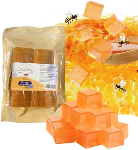 Honey Soap Base Bar,Melt and Pour Soap Base SLS/PEG Free Easy Cutting 1 LB