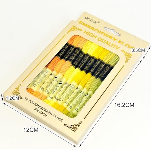 Premium Rainbow Color Embroidery Floss - Cross Stitch Threads - Friendship Bracelets Floss - Crafts Floss - 12 Skeins Per Pack Embroidery Floss,Sunny Vitality Color