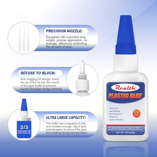 Super Glue for Plastic 30g, Fast Drying, with Anti-Clog Cap