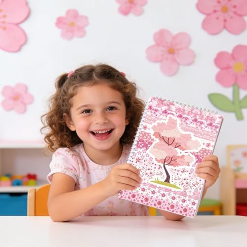 Whaline 12 Rolls Cherry Blossom Flower Washi Tape Floral Masking Tape Set Pink Sakura Decorative Wrapping Paper Tapes Boxed for Spring Scrapbook Journal DIY Crafts