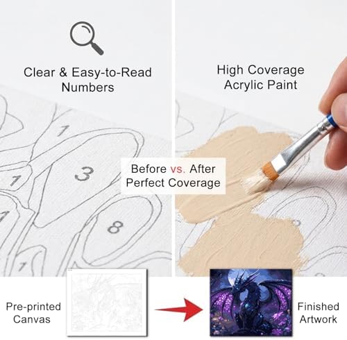 Natuyalo Dark Dragon Paint by Number Kits for Adults - Animals Paint by Numbers for Adults Beginner, Acrylic Painting by Numbers for Gift Home Wall Decor 16x20 Inch