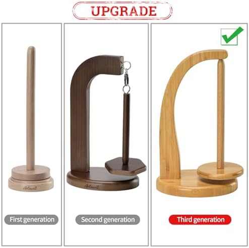 Yarn Holder with 2 Pcs Spindles for Knitting and Crocheting,Crochet Gift for Knitting Lovers,Wooden Yarn Spinner for Crochet by Artowell (Original Bamboo Color)