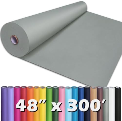 PerkHomy Light Grey Kraft Paper Roll 48" x 3,600" (300') for Gift Wrapping Bouquet Flower Art Painting Craft Writing Packaging Shipping 80GSM 55LB (Light Grey, 48" x 300')