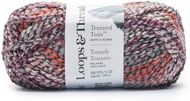 Loops & Threads Textured Twist Yarn - Yarn for Knitting, Crochet, Weaving, and Arts & Crafts - Multi, Acrylic Blend, 6 oz