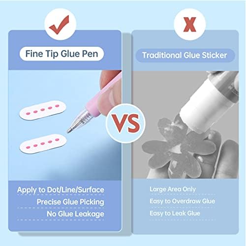 Quick Dry Glue Pens, Ballpoint Roller Stick Pen Set, Apply Glue Like Writing, Easy Precise Control Fine Tip Adhesive for Crafting, Scrapbooking, Card Making, Foil Calligraphy, Kids, Artists