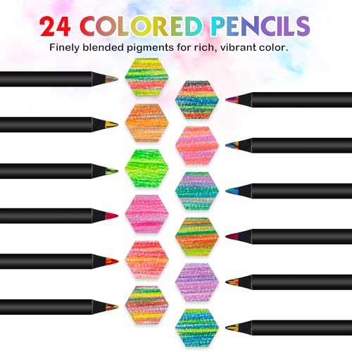 Art Supplies 24 Rainbow Colored Pencils, Teen Girl Gifts Trendy Stuff, Multicolored Cool Stuff Fun Art Pencil Teen Girl Gifts Trendy Stuff