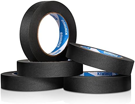 Black Painters Tape, 1 in x 60 yd x 5 Rolls(300 Yards Total)