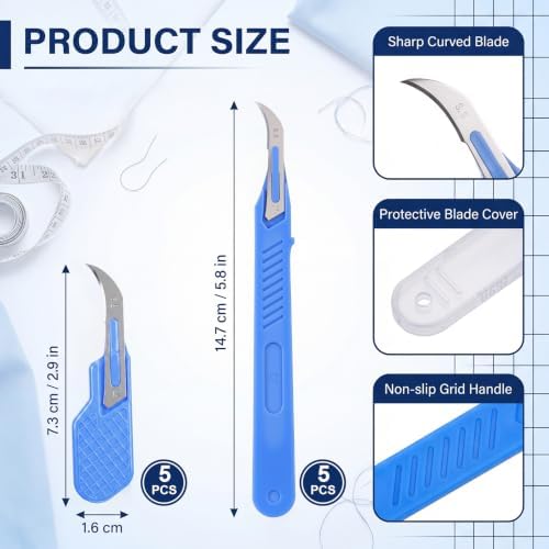 Mudder 10 Pcs Seam Rippers for Sewing Razor Stitch Thread Cutter with Protective Case Bulk Blue Stitch Remover Tool for Sewing Crafting Embroidery Picking Threads Opening Buttonholes (Two Size)