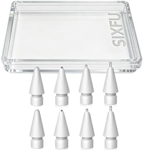 SIXFU Replacement Tips for Apple Pencil, Upgraded No Wear Out Metal Apple Pencil Tips for Apple Pencil Pro/1st/2nd Gen/USB-C Compatible with iPad (8 PCS)