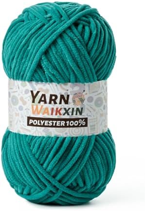Soft Chenille Yarn for Crocheting, Fluffy Chunky Crochet Yarn for Baby Blanket, (1.76oz/65.6yds) Fuzzy Velvet Yarn for Amigurumi&DIY Puzzle、Crafts、Scarf(Deep Sea Green)