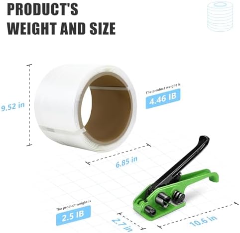 Heavy Duty Banding Strapping kit Contain 3/4"x 330' Composite Cord Packaging Straps & 100 Metal Wire Buckles 50 Plastic Edge Protectors Tensioner with Cutter Tool Glove