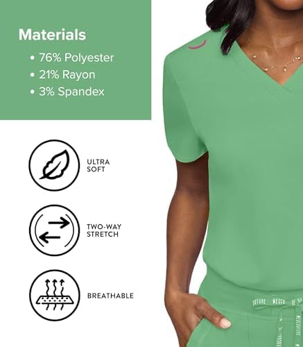 Med Couture Touch Women's Scrub Tops V-Neck Tuck-in Top with 1 Pocket