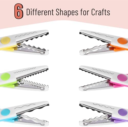 Mr. Pen- Craft Scissors Decorative Edge, 6 Pack, White & Vibrant | Zig Zag Scissors for Crafting, Scrapbooking, Fancy, Pattern, Design