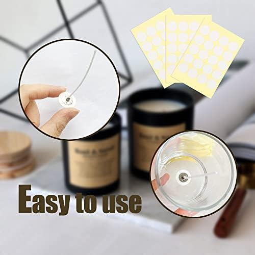 160 PCS Candle Wick Stickers, Double-Sided Heat Resistance Wick Stickers for Candle Making, Adhere Steady in Hot Wax Candle Stickers