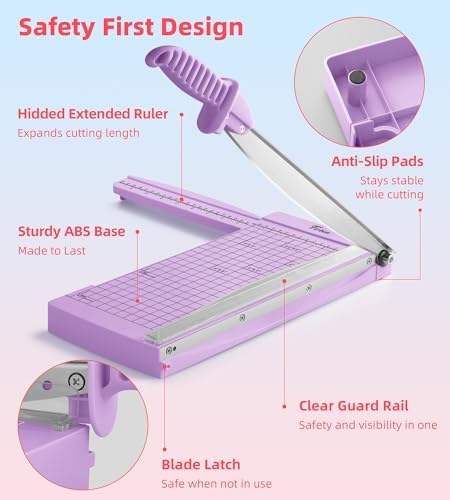 Firbon 12" Guillotine Paper Cutter with Hidden Ruler, Compact Paper Trimmer