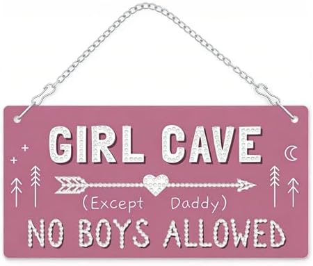 CraftBliss DIY Diamond Painting Kit, Girl Cave (Except Daddy) No Boys Allowed Sign, 5D Sparkling Diamond Art Hanging Decor for Bedroom Wall Door, Creative Craft Gift for Teens & DIY Lovers