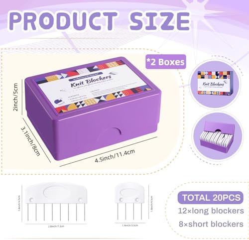 Opstin 2 Boxes Knit Blocking Pins Kit for Knitting & Crochet Projects, Knit Blockers, Blocking Combs,Knitting Block Pins for Blocking Mats, Crochet Blocking Pin