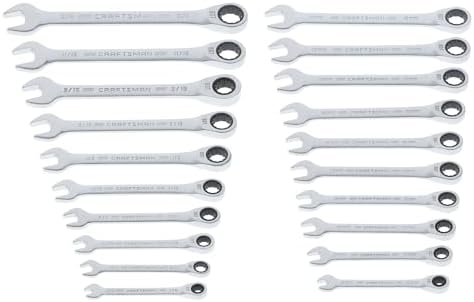 CRAFTSMAN Ratchet Wrenches Set, 20 Pc, 90 Tooth SAE/Metric Ratcheting Wrench Set with Case, 4 Degree Arc Swing (CMMT87220)