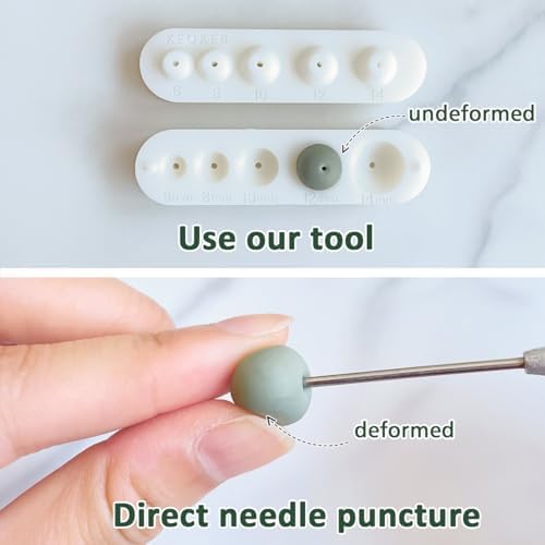 KEOKER Polymer Clay Bead Hole Maker - Piercing Tool for Drilling Holes in Clay Beads (5 Sizes)