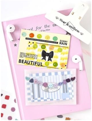 Emoticon PET Washi Tape Set 4 Rolls - Cute Smiley Face Decorative Dot Stickers for Scrapbooking, Journaling, DIY Crafts, Planners, Mood Journal Tracking