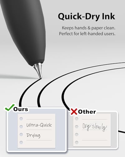 Hiacry 8 Pcs Gel Pens, Quick-Dry Long Lasting Black Ink-0.7mm Fine Point