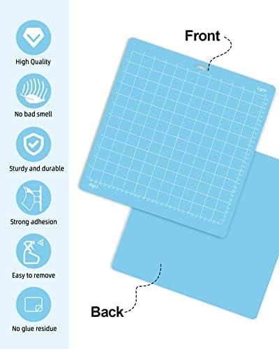 Gwybkq Cutting Mat, Compatible With Cricut Maker 3/Maker/Explore 3/Air 2/Air/One 12 Pack 12x12 Adhesive Sticky Light Cut Mats Replacement Accessories Quilting Scrapbooking & Stamping Supplies Blue