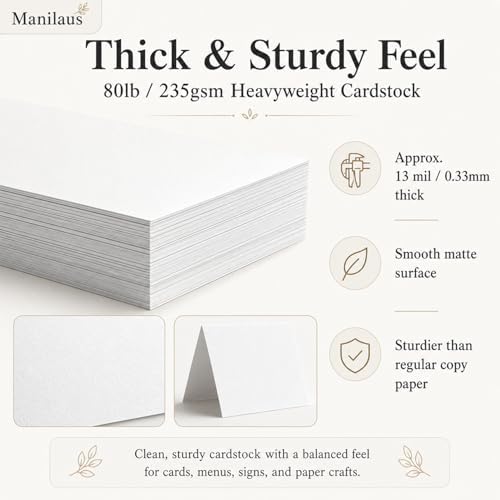 White Cardstock 8.5 x 11, Heavy 80 lb Card Stock Paper, 30 Sheets.