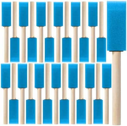 Bates- Foam Paint Brushes with Wood Handle, 1 Inch, 26 Pack, Blue, Sponge Brushes for Painting, Sponge Paint Brush