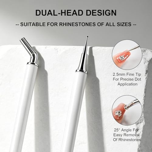 JODSONE Rhinestone Picker Tool,Dual-Ended Rhinestone Applicator Pen with Clay for Nail Art, Diamond Painting, Jewelry Making and Other DIY Crafts
