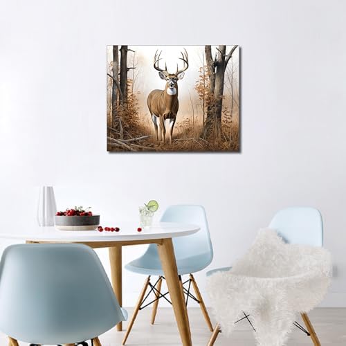 TUMOVO Paint by Numbers for Adults White Tail Buck Deer DIY Easy Paint by Numbers Abstract Paint by Numbers for Beginner Kids and Adults Home Wall Decor Oil Painting Framed 16x20 Inch