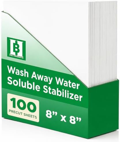 HBI Wash Away Water Soluble Stabilizer Sheets, 8 x 8 in, 100 Pack