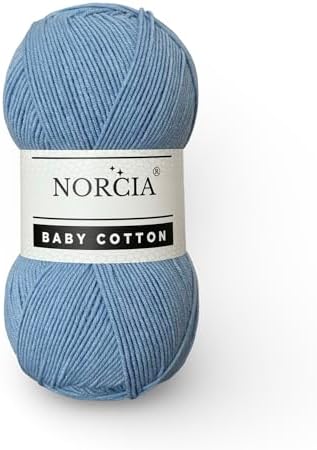 Baby Cotton, 55% Cotton 45% Acrylic Yarn, Fine/Sport (2) for Crochet and Knitting, Soft Amigurumi Yarn, 100 gr (361 yds)