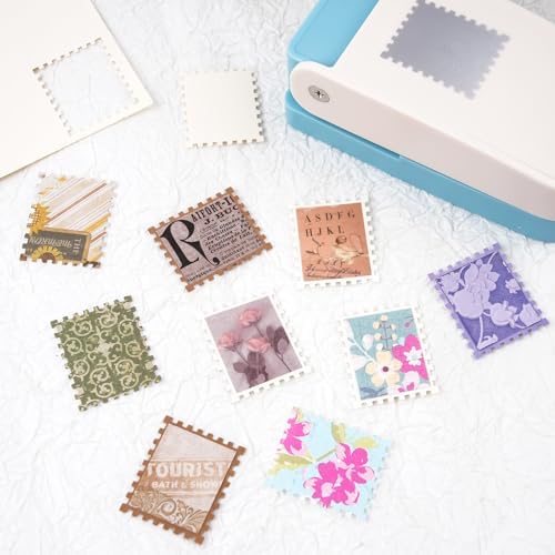 Stamp Punch, 1.5X1.25 inch Large Rectangular Postage Stamp Punch, Lever Paper Punches for Crafting, Stamps Shapes Paper Puncher, Rectangular Craft Hole Puncher for Crafting DIY Scrapbooking