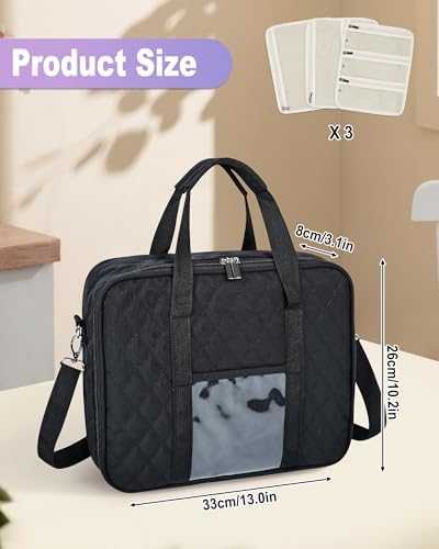 Sewing Supplies Organizer Bag with Removable Binder, Black