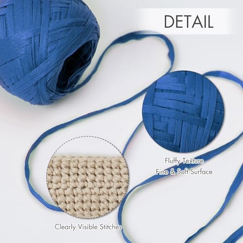 NICEEC 2 Skeins Soft Tape Yarn-Dark Blue
