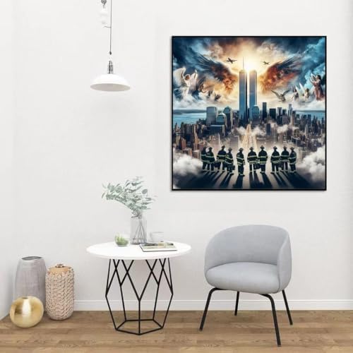 Twin Towers Angel Wings Diamond Art Kits for Adults Beginner,Full Drill 5D Diamond Painting Kits,DIY Paint By Diamonds Dot Art Painting Craft Kits For Adults Home Wall Decor 13.79 x 13.79inch