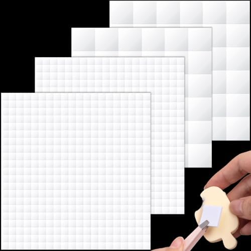 Joez Wonderful 4 Sheets Foam Adhesive Squares, 872pcs Total Double Sided Self Adhesive Circles, 2 Sizes Precut Squares Strips Foam Tape for DIY Arts Crafts- White