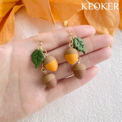 KEOKER Acorn Polymer Clay Molds, Fall Polymer Clay Molds for Jewelry, 3D Polymer Clay Earring Molds for Christmas Polymer Clay Earrings,