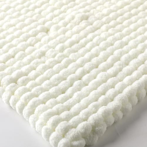 Hand-Woven Ball Yarn, 4 Pack, 380g Total, for Blankets, Cushions, and Pet Nests, Fluffy Chunky Craft Yarn (Milky White)