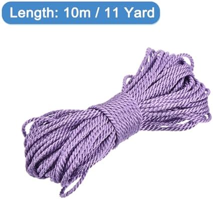 MECCANIXITY Twisted Cord Trim, 11 Yard 1.5mm 3-Ply Twine Braided Rope Shiny Thread String for Craft Gift Bag Curtain Christmas Decor, Light Purple - 10m