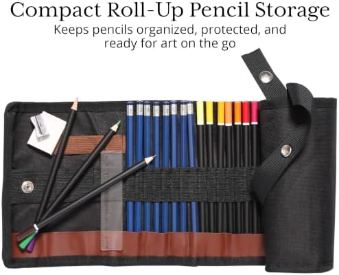 ARTISTIK Coloring Pencils Wrap Set with Vivid Colors – 47-Piece Artist Grade Drawing & Sketching Colored Pencil Set – 3.5mm Colored Pencils for Adults Coloring Books