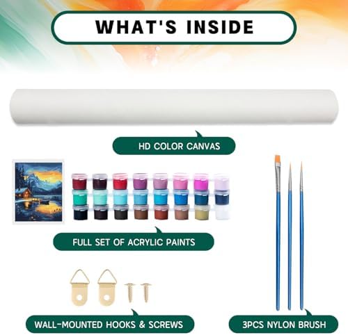 Possoco Paint by Numbers Kit for Adults Beginner, Landscape Easy Adult Paint by Number Kits on Canvas, DIY Acrylic Watercolor Oil Paint by Number for Adults Teens for Home Decor Gift 16x20 Inch